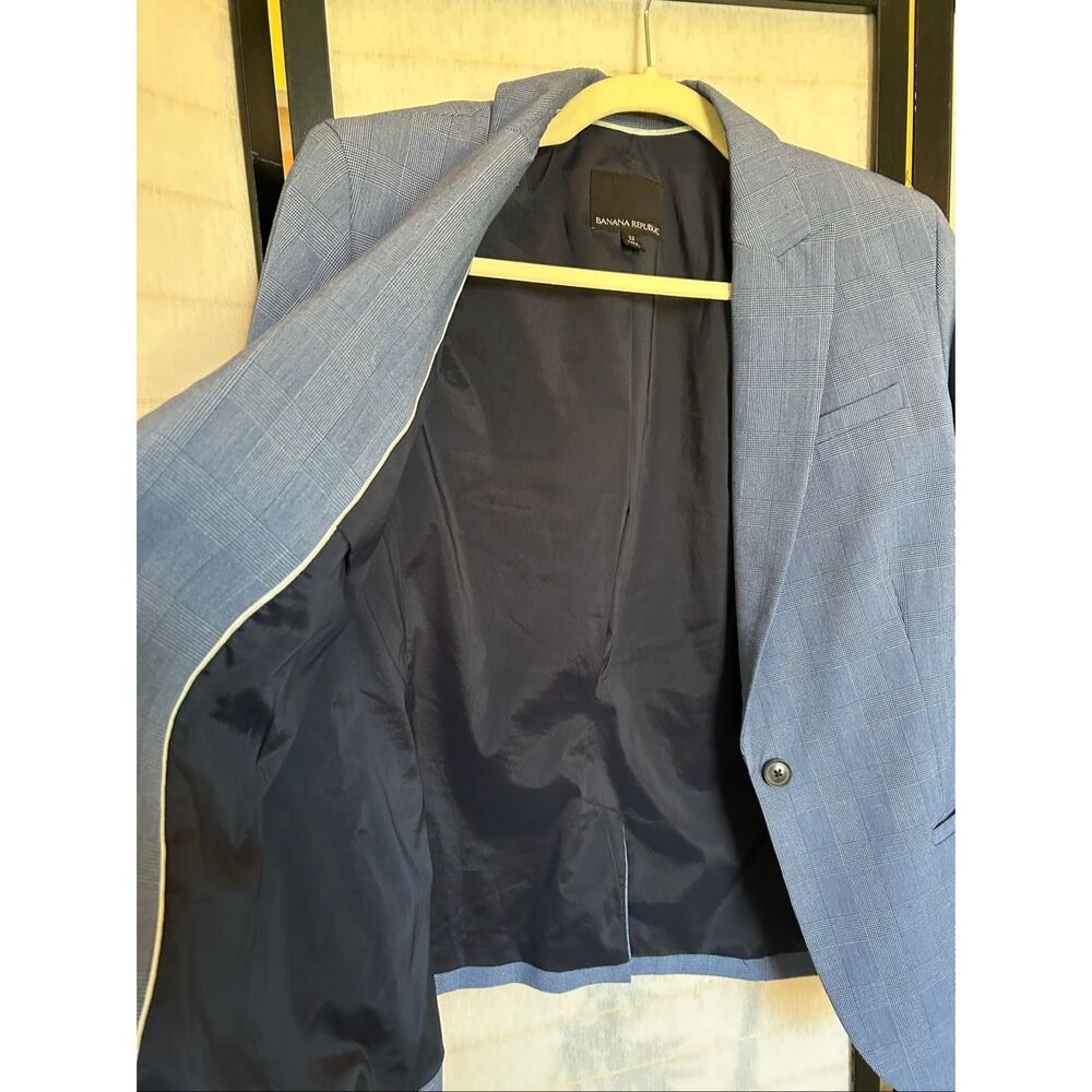 Banana Republic Light Blue Plaid Single-Button Blazer - Picture 10 of 11